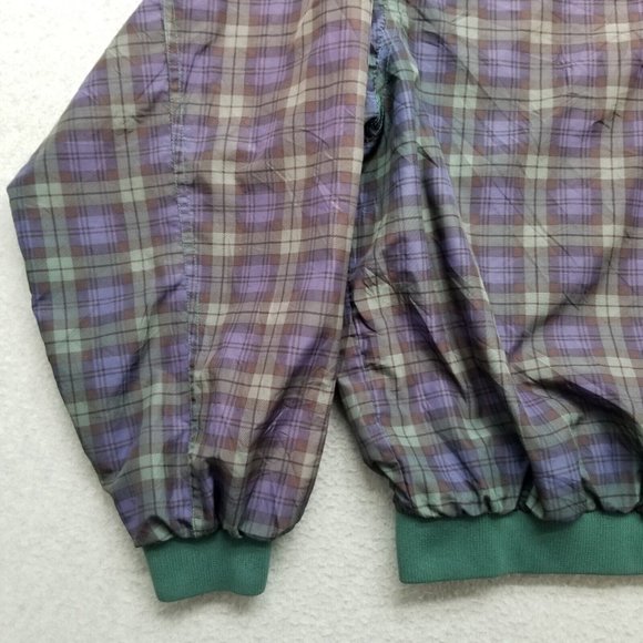 Highlander‎ Windwear Mens XL Purple Plaid Nylon Windbreaker V Neck Pullover Golf - Picture 2 of 10